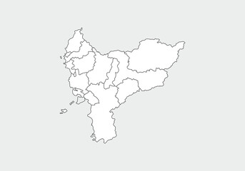 simple administrative,political and road map vector map of indonesian west kalimantan province