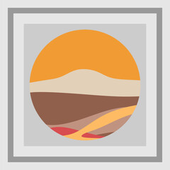 Sand, dunes, beach, desert abstract template logo pattern of wavy lines in beige color. Logo template, icon, badge, pictogram, symbol, sign for tourism, travel, hot places. Vector collection. ilustras