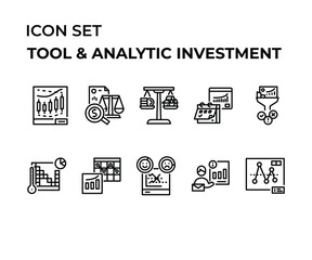 Tools and Analytic Investment collection for mobile concept and web apps design. 
Investment of business and strategy stock market related vector line icons. 