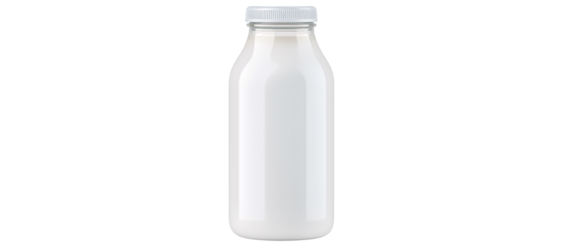 Fresh Dairy: A minimalist studio shot featuring a pristine bottle of fresh milk, its smooth contours illuminated by soft light, evoking a sense of purity and refreshment.