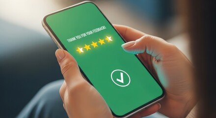 Customer is giving a five star rating on a mobile phone for good service