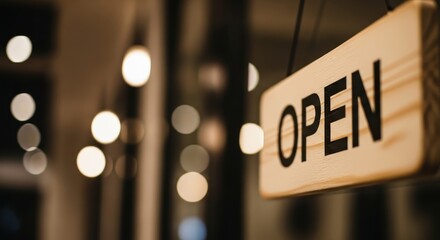 Open sign hanging on a shop door, inviting customers to enter the business