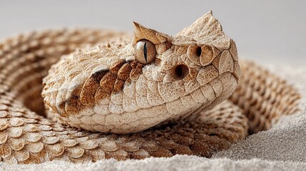 Obraz premium Closeup of a Desert Horned Viper in Natural Habitat Stunning Macro Photography of a Venomous Reptile