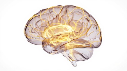 Transparent Human Brain with Glowing Neural Network