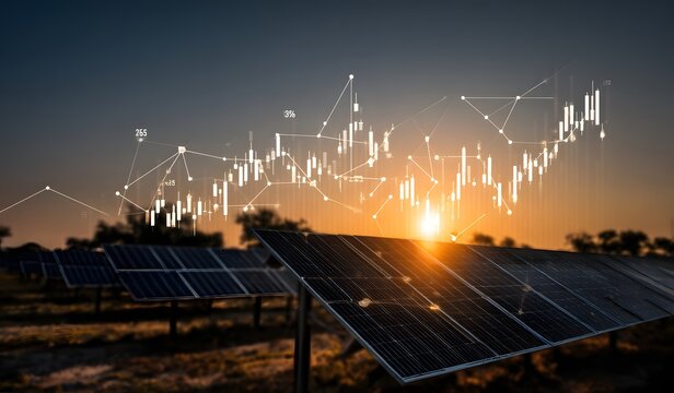 Blue transparent city skyline stock market candlestick chart, financial data, urban economy uptrend graph success

