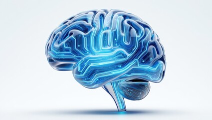 Artificial Intelligence Brain with Glowing Circuits