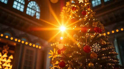 Obraz premium christmas tree in the city