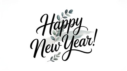 Happy new year calligraphic text for greeting card. Vector holiday design.