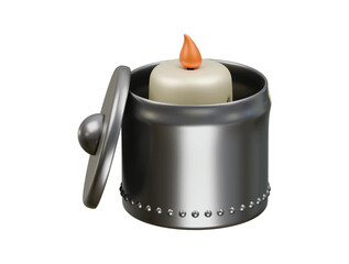 Obraz premium candle in vintage tin icon 3d illustration render