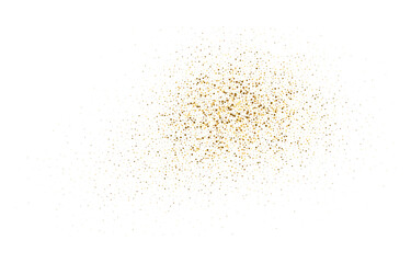 Gold dust scattering with shimmer flying particles. Abstract gold glitter particle dust explosion. Dynamic dot spark liquid flow. Vector element for holiday design, Christmas background