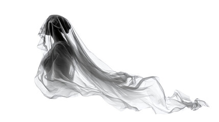 Flowing white fabric isolated on transparent background