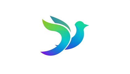 Fototapeta premium A colorful, stylized bird graphic with a gradient design is displayed against a plain white background.