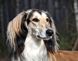 Portrait of a dog,  looking off into the distance