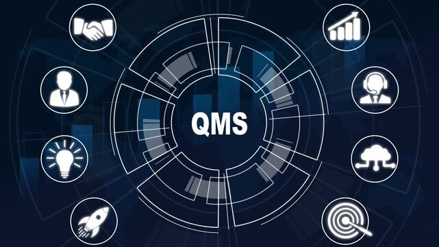 Quality management system business and industrial technology concept. QMS
