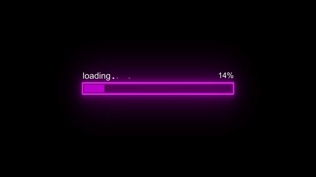 Abstract Futuristic Loading Bar Animation. Vertical Green Progress 0–22 percent on Black Background