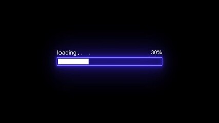 Abstract Futuristic Loading Bar Animation. Vertical Green Progress 0–44 percent on Black Background