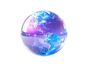 3D globe, vibrant colors, transparent, Earth