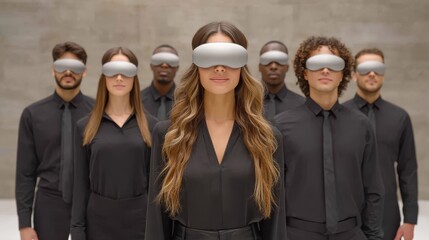 Innovative hr managers in virtual reality hiring program modern office professional environment collaborative viewpoint