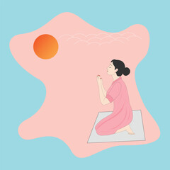 A vector illustration of a prayer to the sun