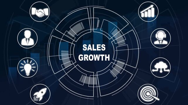 Sales growth, increase sales or business growth concept.Excellent financial status of corporate business rise up