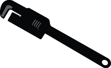 Adjustable pipe wrench tool isolated for plumbing and construction vector