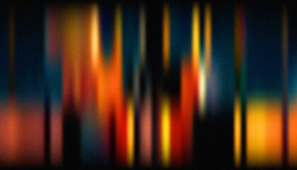 Abstract Warm-toned Vertical Light Streaks with Noise Texture;  Dark Background,  Blurred Motion Effect,  Grunge Film Grain.