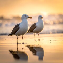 Two Gulls Beach Golden Sunset