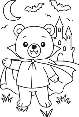Halloween Vampire Bear Coloring Page