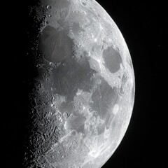 Close-up view of a waxing gibbous moon.  
