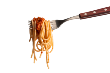 spaghetti on a fork isolated
