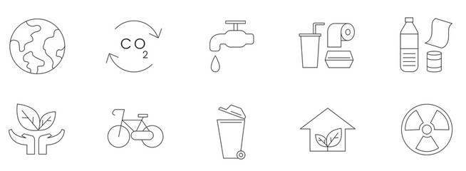 Set outline icons related to environment. Linear icon collection. Editable stroke. png