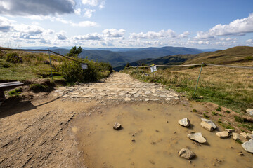 Hiking along the red trail to the highest peak of the Bieszczady Mountains - Tarnica