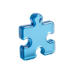 Single, light-blue, glossy puzzle piece