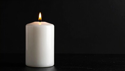 Single white candle flame against black background