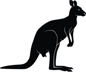 Silhouette kangaroo side profile australia wildlife silhouette vector art vector