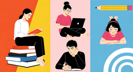 Business and technology illustrations. Concepts of web design and development, startup and online business, seo, app development, e-commerce, strategy and planning, communication.