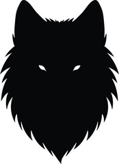 Mysterious black wolf head silhouette glowing eyes powerful wild animal vector