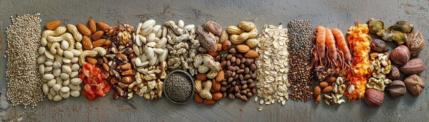 Assorted Healthy Nuts, Seeds, and Dried Fruits Variety