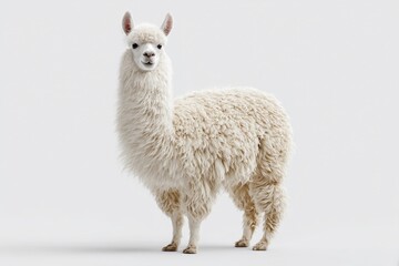 Fototapeta premium Intriguing Llama Portrait Studio Shot Captures Inquisitive Gaze and Fluffy Texture