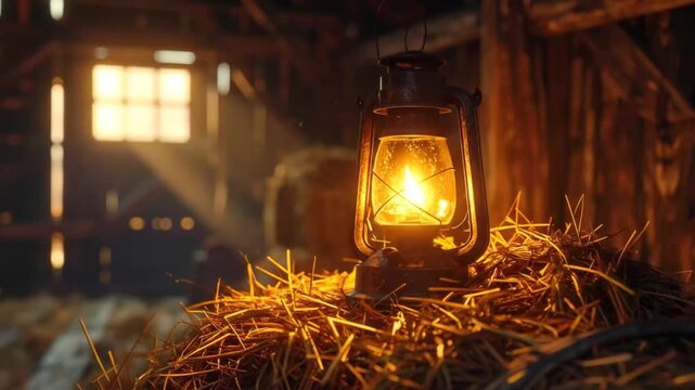 Rustic Barn Lantern: Warm Light in Countryside Setting