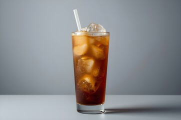 Iced Coffee in Tall Glass with Straw – Refreshing Drink