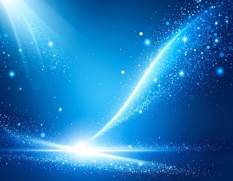 Abstract glowing blue background with light trails