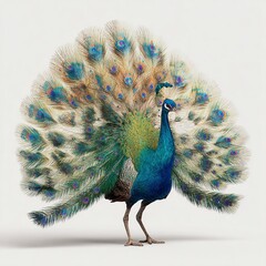 Majestic Indian Peafowl in Studio Portrait A Stunning Display of Avian Beauty