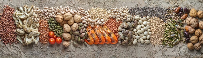 Obraz premium Assorted Healthy Nuts, Seeds, and Legumes Variety