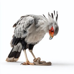 Majestic Secretarybird in Powerful Studio Pose A Stunning Wildlife Photography Capture