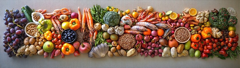 Colorful Variety of Fresh Organic Fruits and Vegetables
