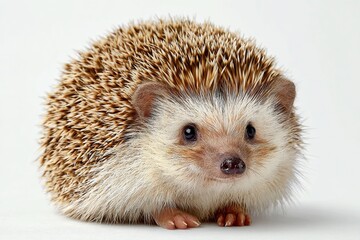 A Shy Hedgehog Perfectly Captured in Studio Detail Closeup Portrait of a RolledUp Hedgehog in a Pristine Photographic