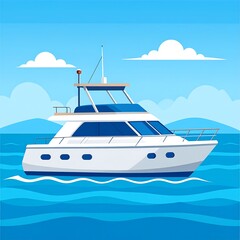 White yacht on blue water