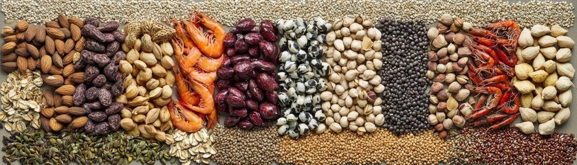Variety of Nuts and Dried Seeds Assorted Background