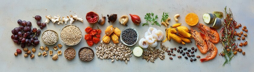 Healthy Mediterranean Diet Ingredients Flat Lay